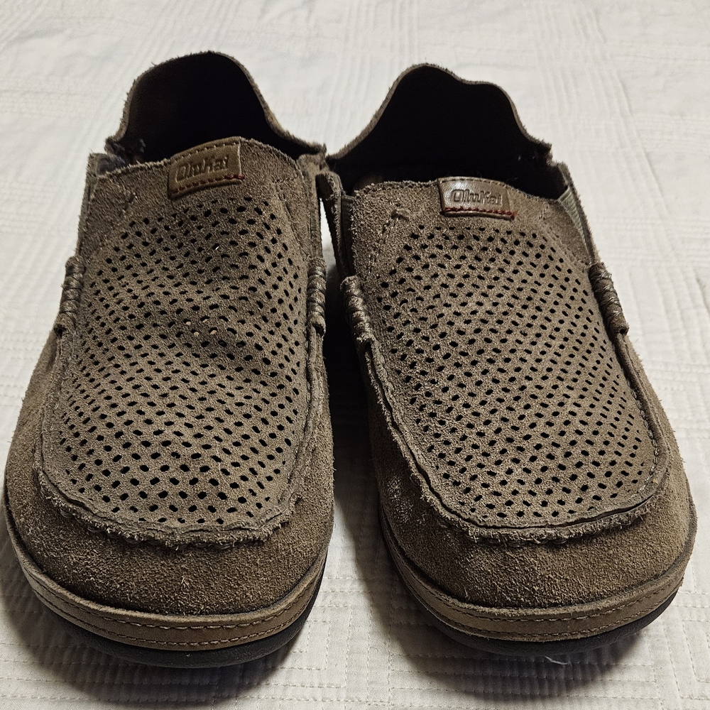 Olukai Men's Maloa Kohana Brown Slip-On Suede Shoes, Size M9.5